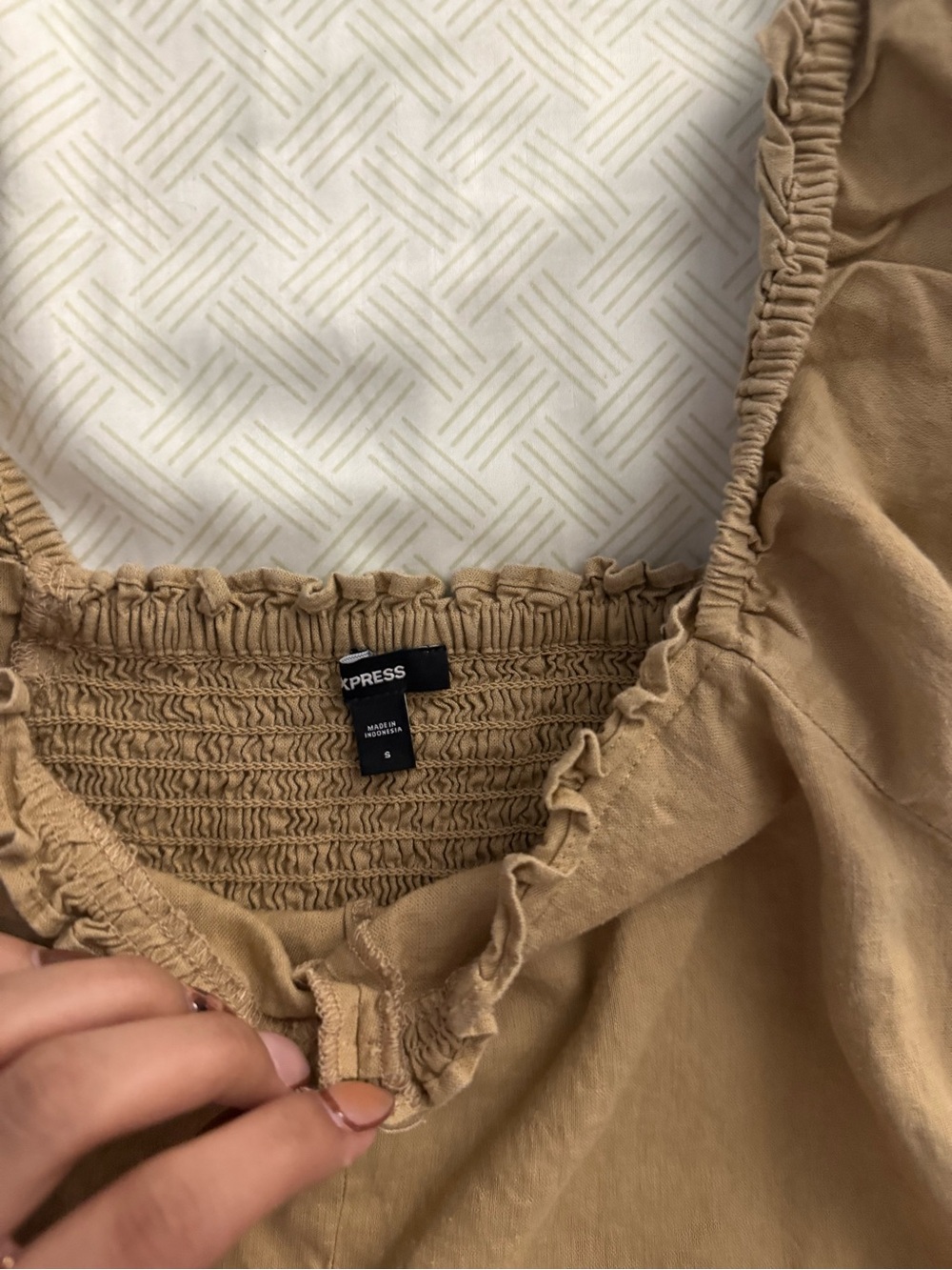 Express Brown Puff-Sleeve Square Neck Women's Top size small - Picture 2 of 2